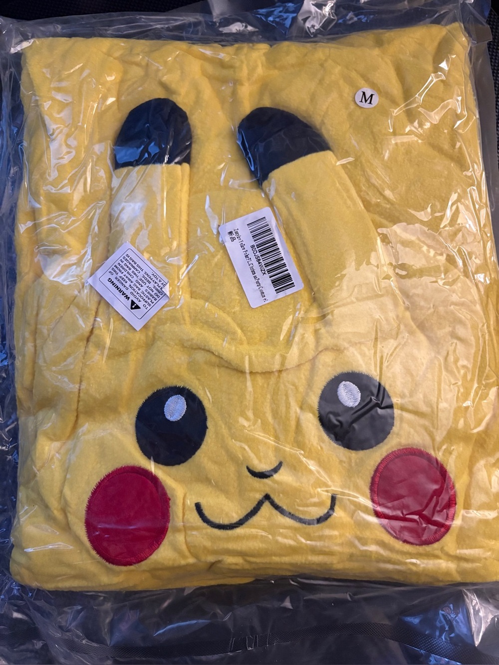 Yellow Pikachu Plush Hoodie - Cute Character Face